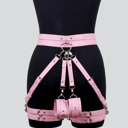 Gothic Harness Belt  w/ Handcuffs Accessories