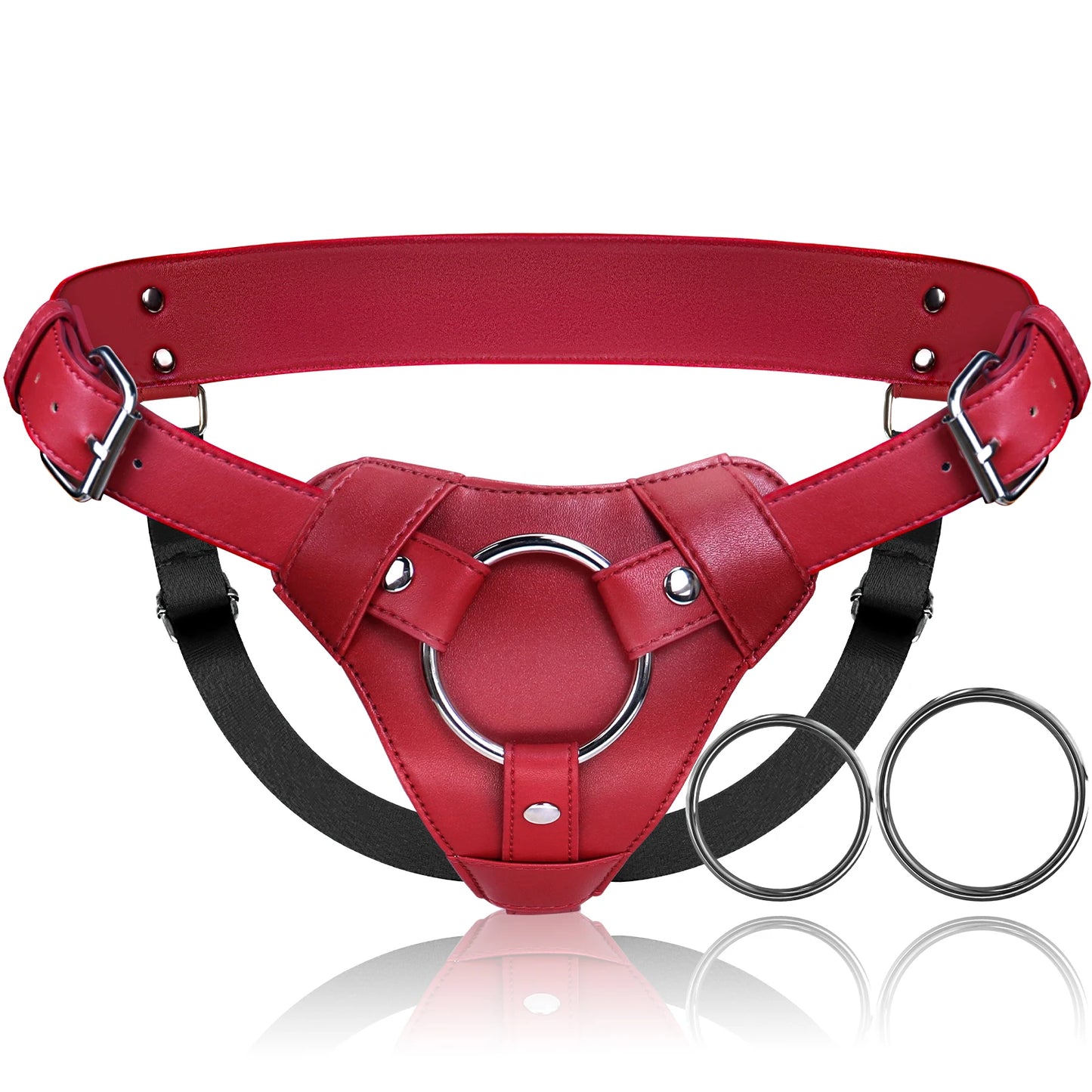 Red Strap On Dildo Harness