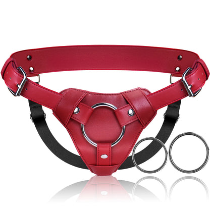 Red Strap On Dildo Harness