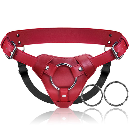 Red Strap On Dildo Harness