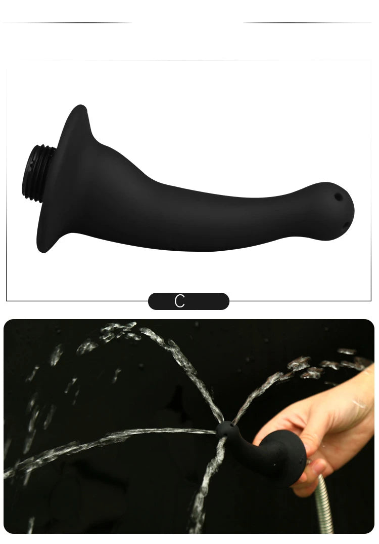 Soft Silicone Connectable Butt Plug with Shower Head