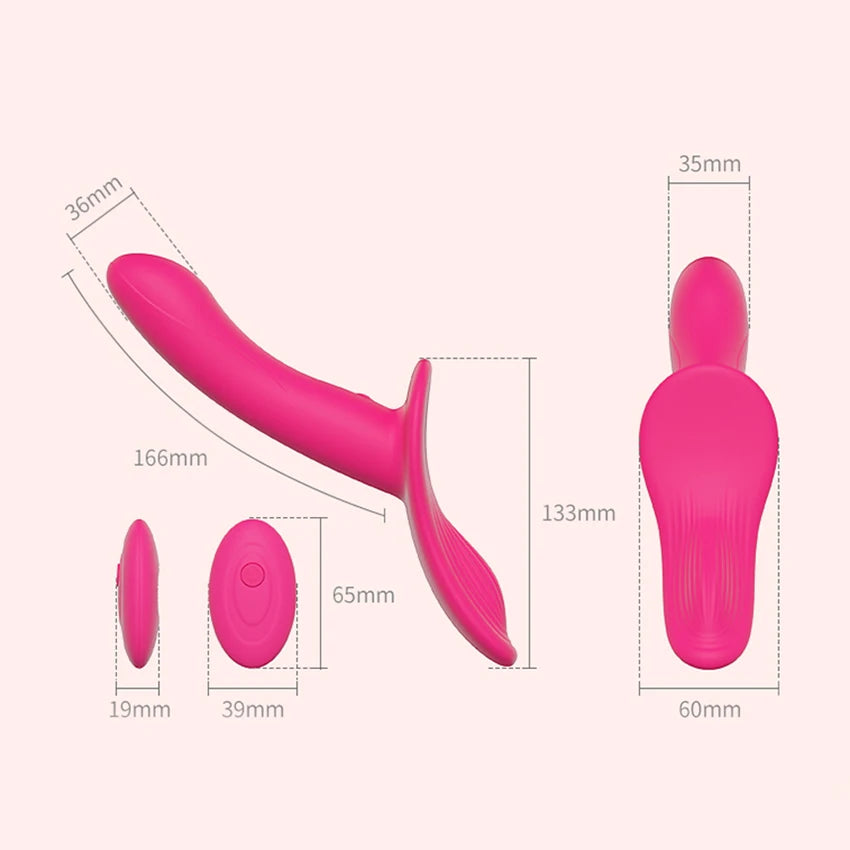 Strap On Double-Headed Vibrator Dildo Adjustable with 10 Vibration Modes