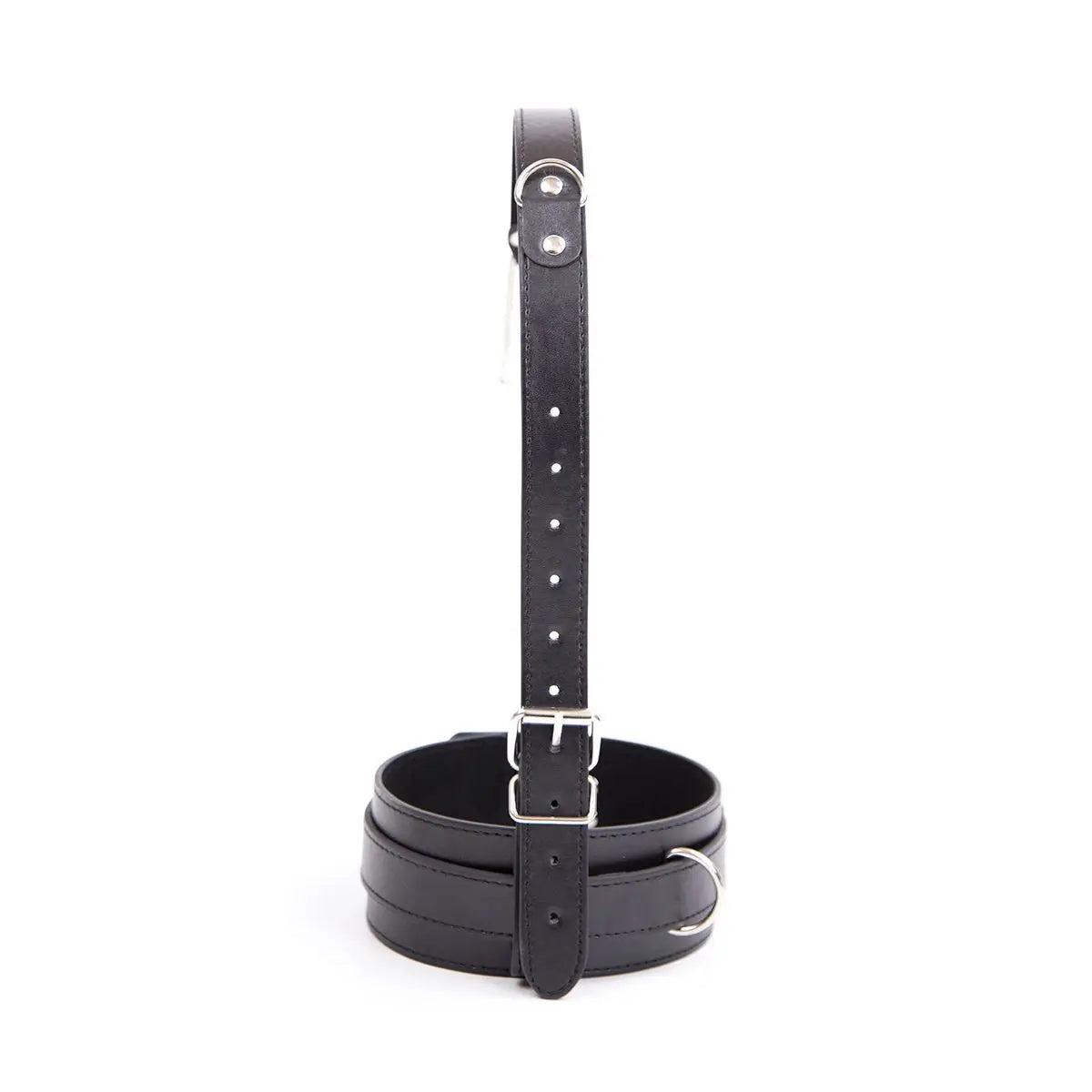 Leather Choker Collar Strap with Smooth Stainless Steel Nose Hook for Fetish Bdsm