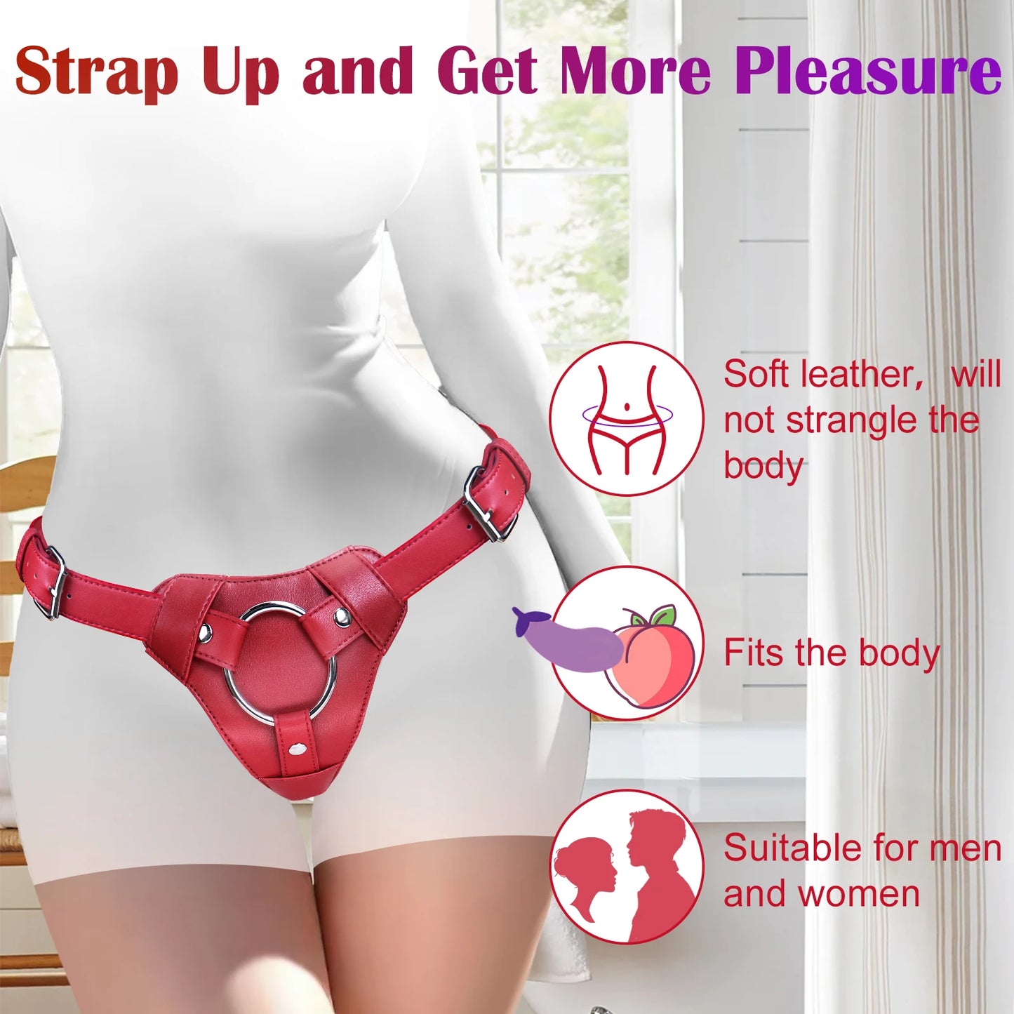 Red Strap On Dildo Harness