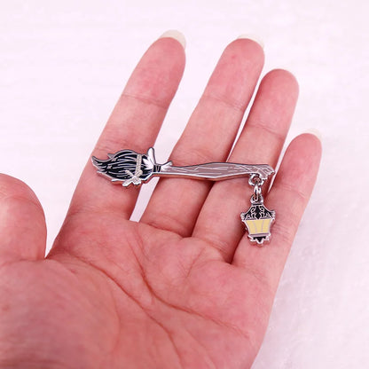 BROOM badge with lamp Enamel Lapel Pin brooch