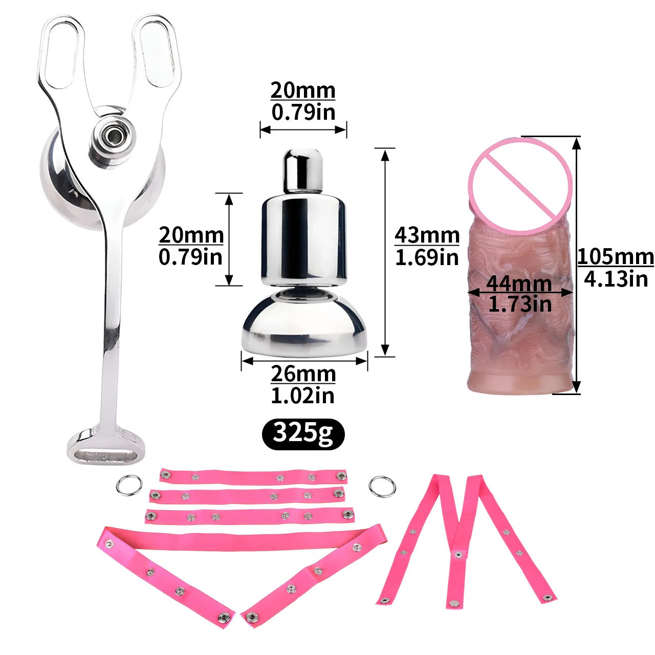 Flat Chastity Cage Device w/ Silicone Dildo