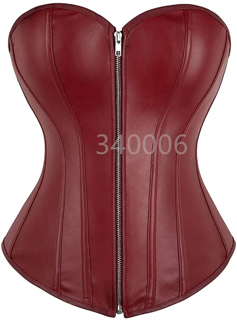 caudatus Ladies Faux Leather Corsets w/ zipper
