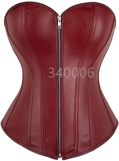 caudatus Ladies Faux Leather Corsets w/ zipper