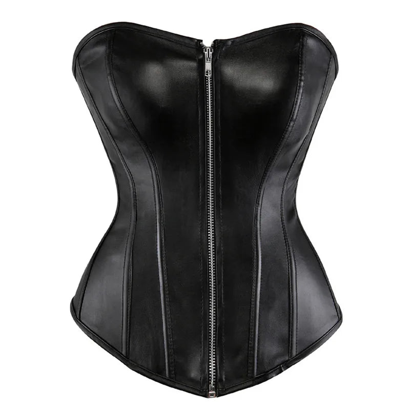 caudatus Ladies Faux Leather Corsets w/ zipper