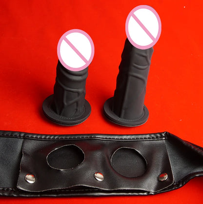 Detachable Chastity Double Silicone Dildos Penis Strap On Belt
