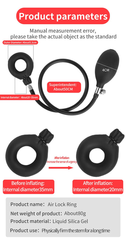 New Inflatable Penis Delay  Cock Lock ring