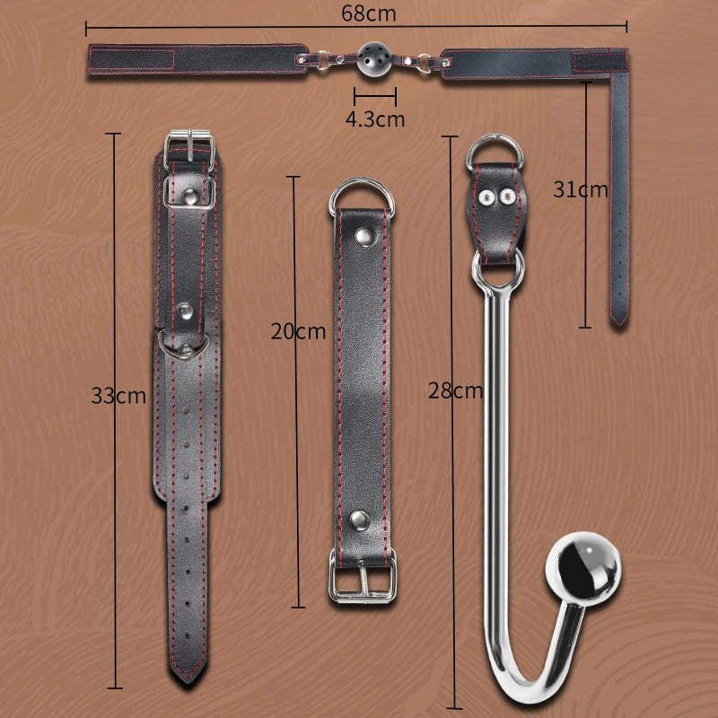 VaHppy Sex Toy Set Anal Hooks Mouth Gag Handcuffs