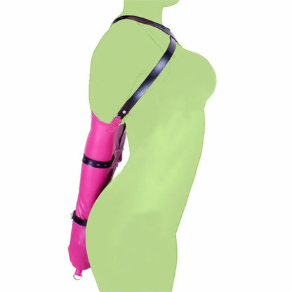 Full Sleeve One Arm Binder Bondage Restraint with Over Shoulder Straps Adult PU Leather Zipper Glove for Sexy Play