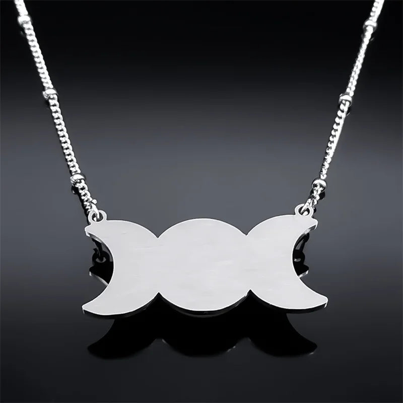 Triple Moon Pendant Celtic Witch Knot Necklace