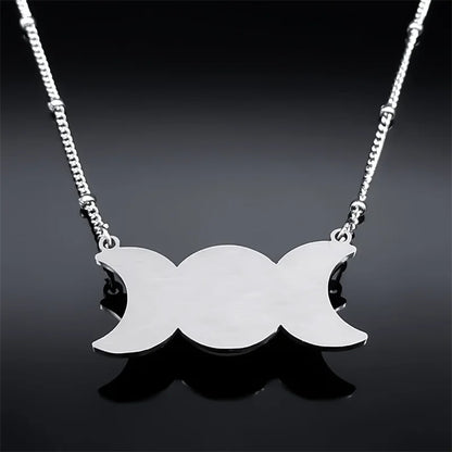 Triple Moon Pendant Celtic Witch Knot Necklace
