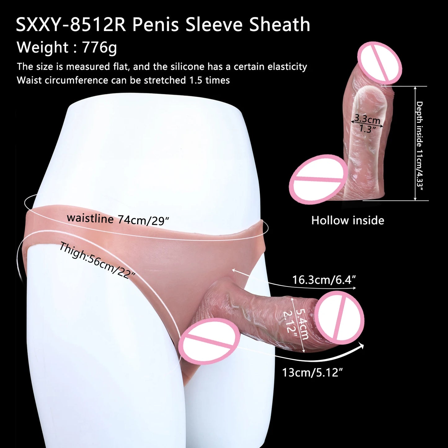 FAAK Silicone Briefs with Penis Sleeve Male Masturbator