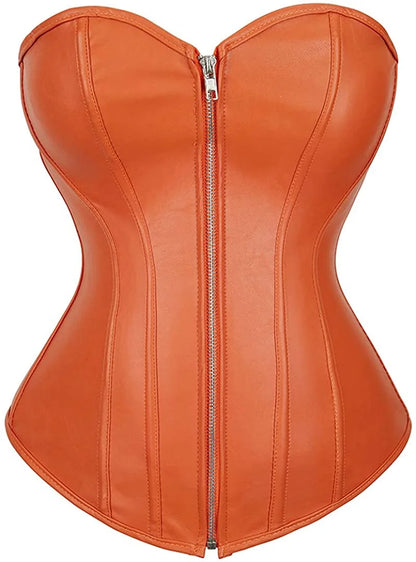 caudatus Ladies Faux Leather Corsets w/ zipper