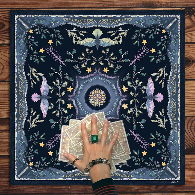 Indigo Birds Tarot Cards Tablecloth