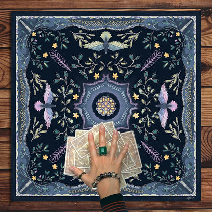 Indigo Birds Tarot Cards Tablecloth
