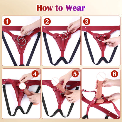 Red Strap On Dildo Harness