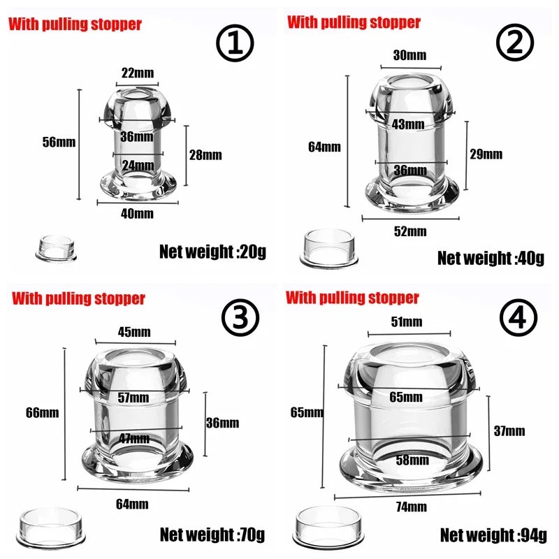 Hollow Speculum Peeking anal beads butt plug with stopper expander