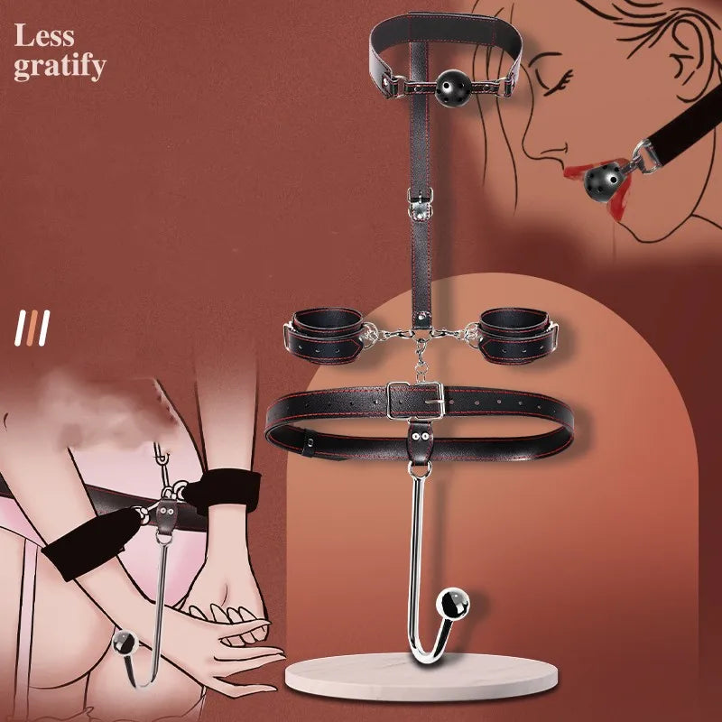 VaHppy Sex Toy Set Anal Hooks Mouth Gag Handcuffs