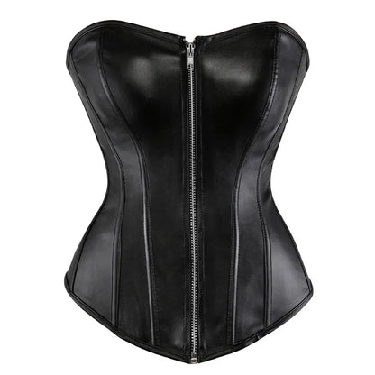caudatus Ladies Faux Leather Corsets w/ zipper