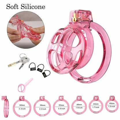 Super Soft Silicone Chastity Cage with 6 Size Base
