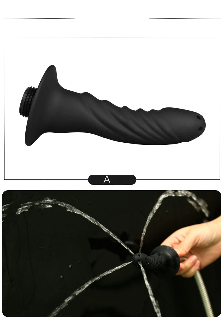 Soft Silicone Connectable Butt Plug with Shower Head