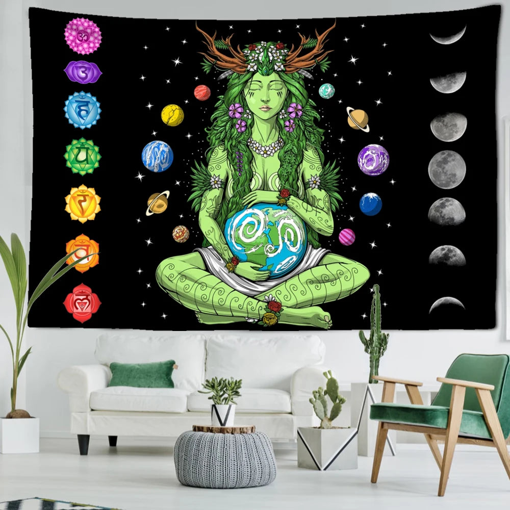 Green Girl Seven Chakra Tapestry