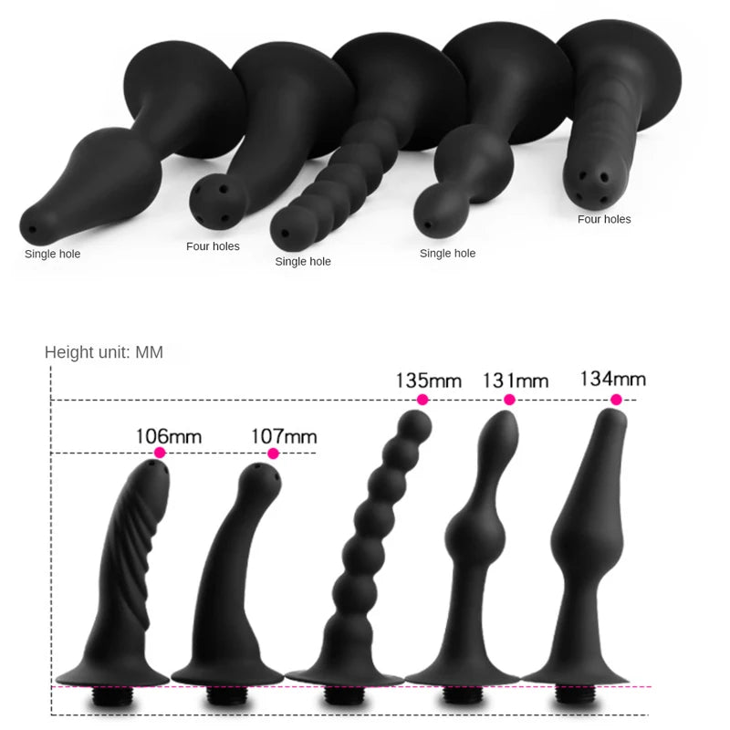 Soft Silicone Connectable Butt Plug with Shower Head