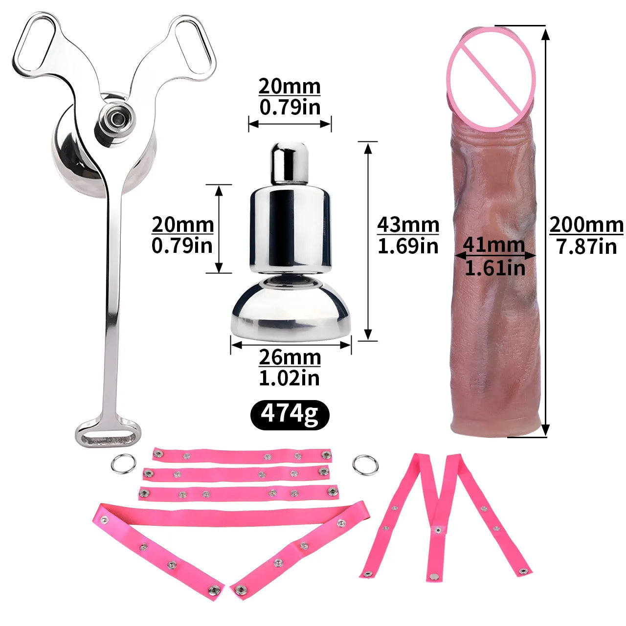 Flat Chastity Cage Device w/ Silicone Dildo