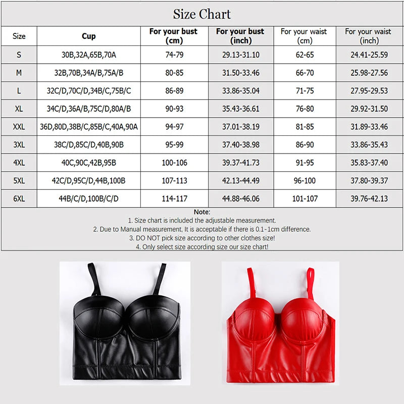 Women Leather Corset Top Crop Bustier