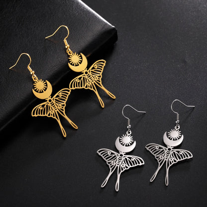 Skyrim Moon Sun Butterfly Drop Earrings