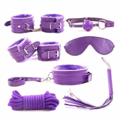 7Pcs/Set Soft PU Leather Handcuffs Restraint
