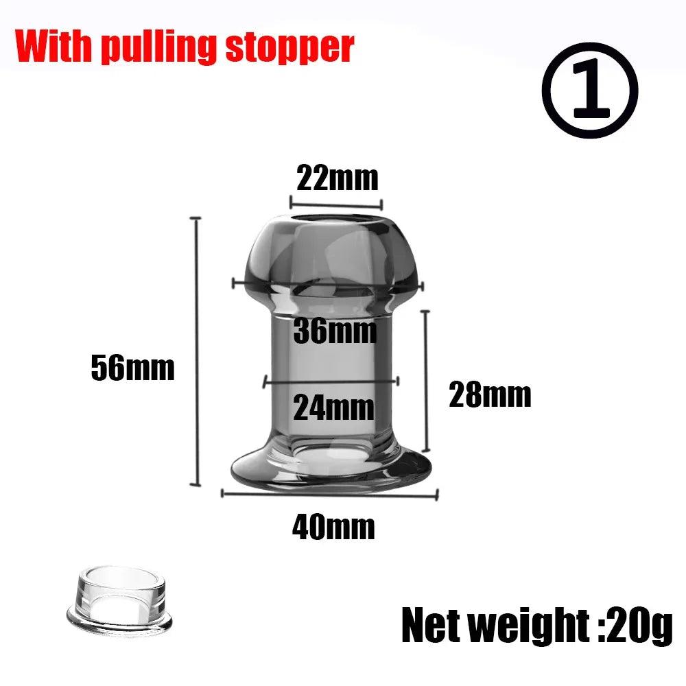 Hollow Speculum Peeking anal beads butt plug with stopper expander