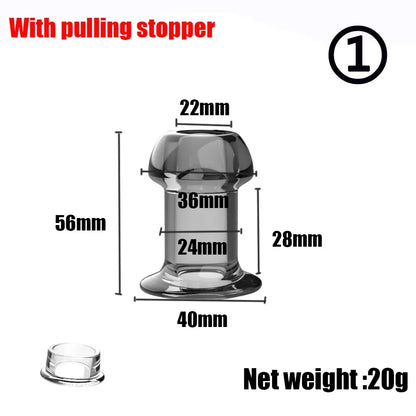 Hollow Speculum Peeking anal beads butt plug with stopper expander