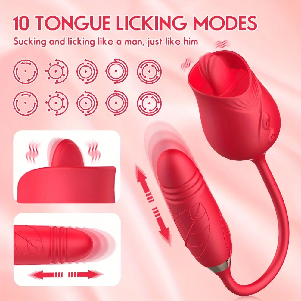 Rose Toy Vibrator For Women 3 In 1 Clitoral Stimulator