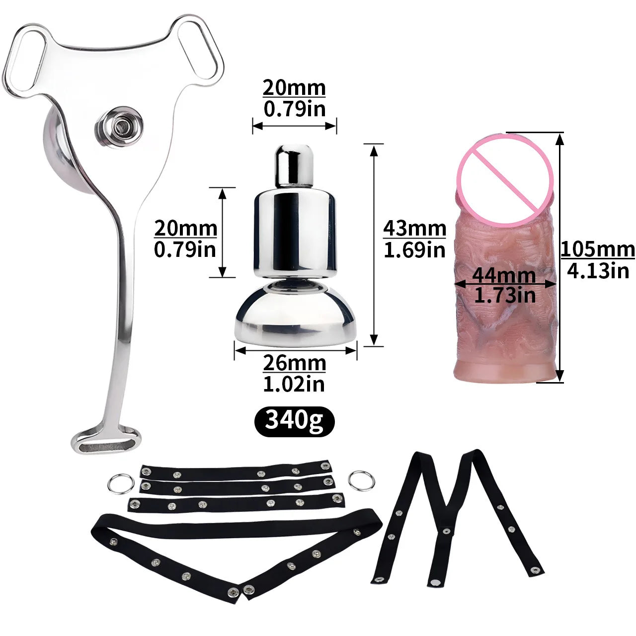 Flat Chastity Cage Device w/ Silicone Dildo