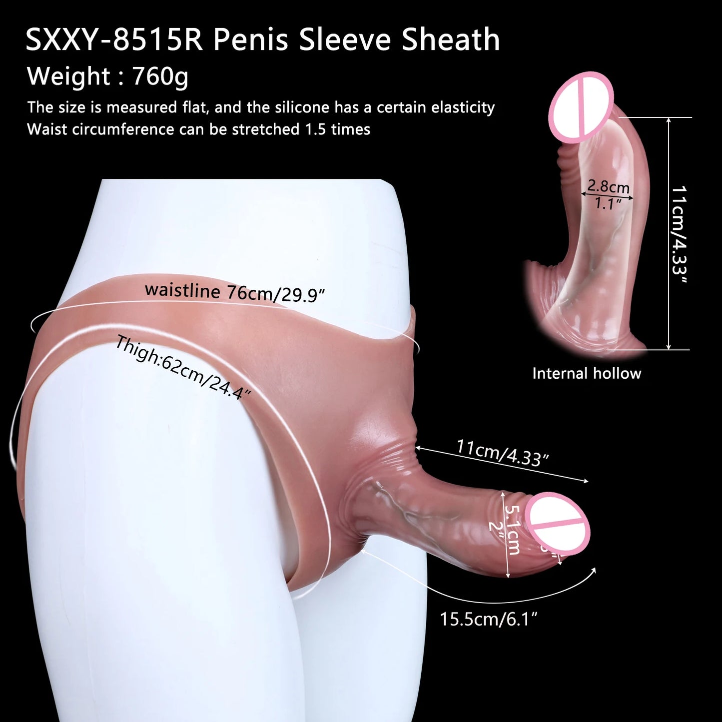 FAAK Silicone Briefs with Penis Sleeve Male Masturbator
