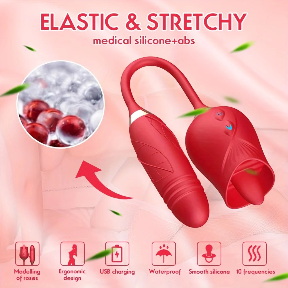 Rose Toy Vibrator For Women 3 In 1 Clitoral Stimulator