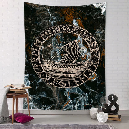 Viking  Mysterious Raven Tapestry