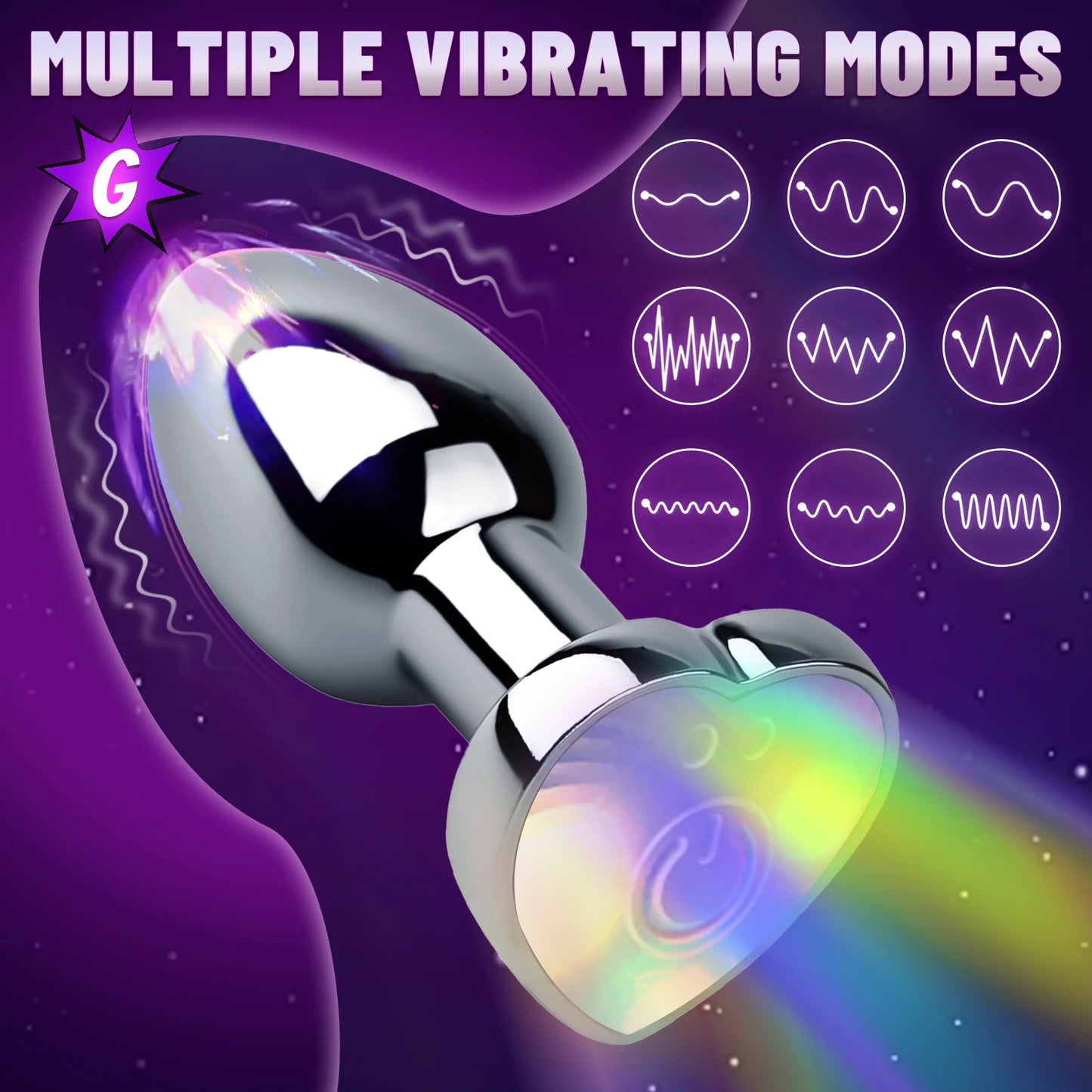 Remote Vibrating Heart-Shape Metal Anal Plug