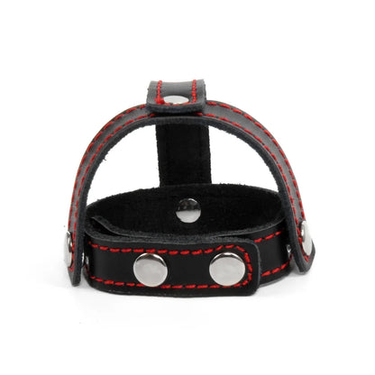 Leather Penis Ring w/  Long Chain Nipple Clamps Attached