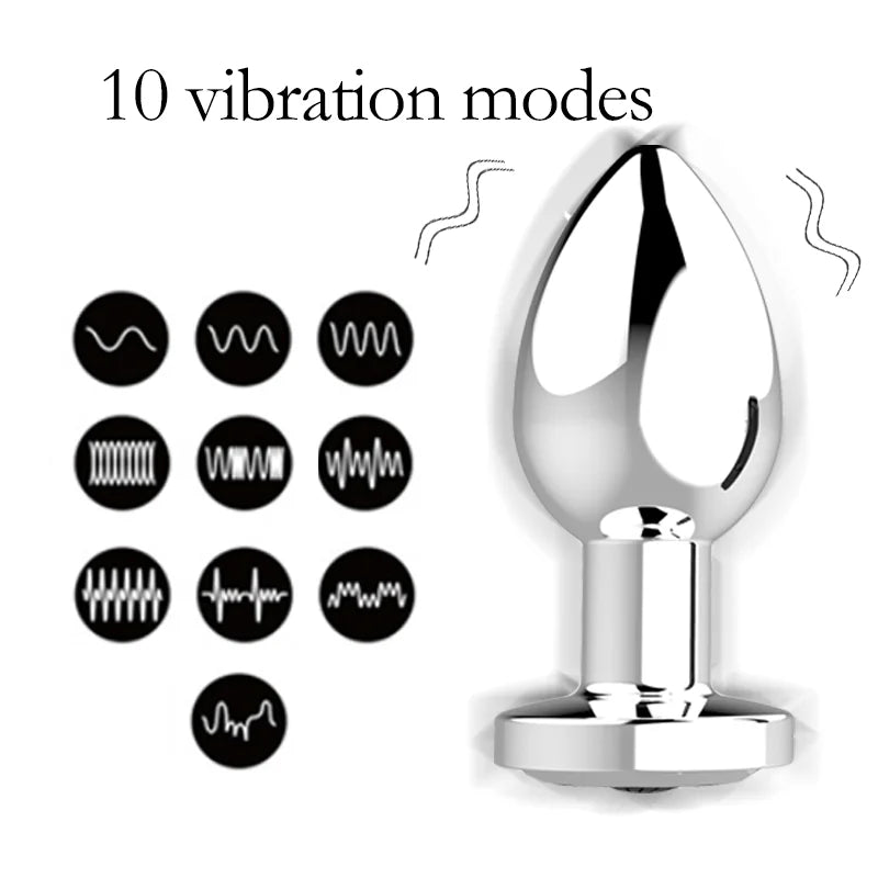 Wireless Remote Control Multi-Frequency Metal Anal Plug Vibrator