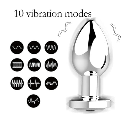 Wireless Remote Control Multi-Frequency Metal Anal Plug Vibrator