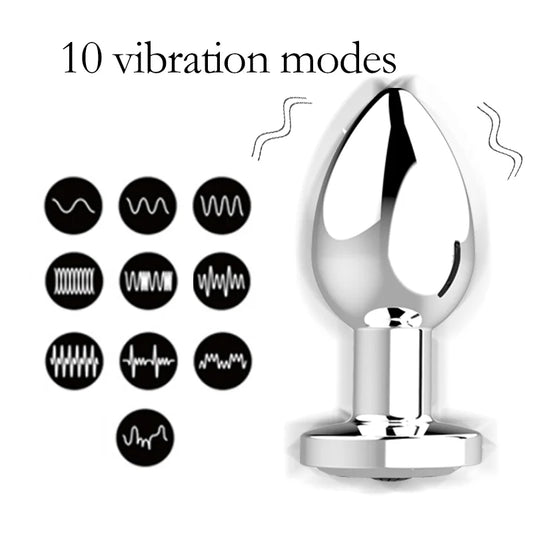 Wireless Remote Control Multi-Frequency Metal Anal Plug Vibrator