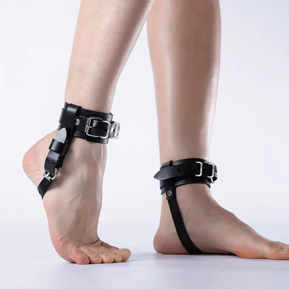 Adjustable Black Ankle Harness with Buckle Straps