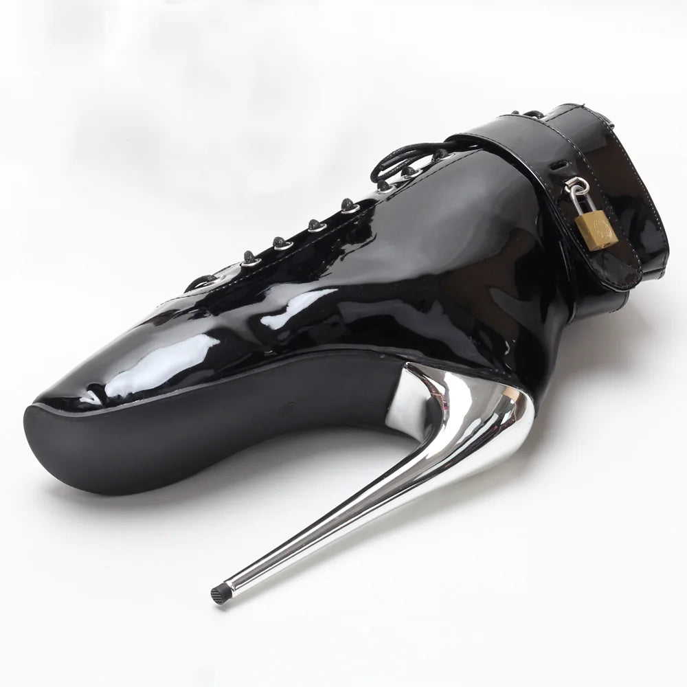 7Inch Stiletto High Heel Lock Wrap Strap Ankle Ballet Boots