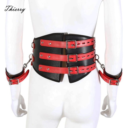 Thierry Breast Exposed Body Corset with Handcuffs